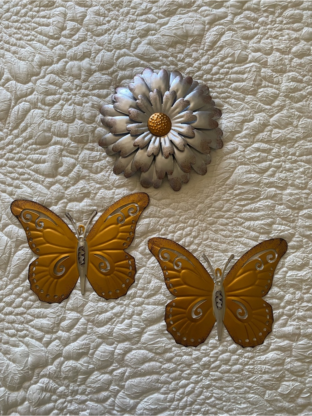 Metal Butterflies and Flower Wall Decor 3 Piece Set